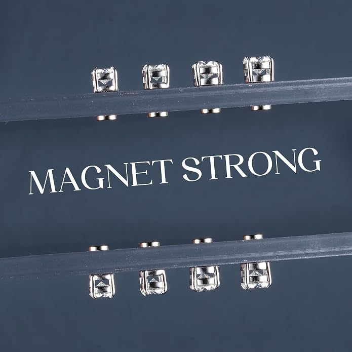 GEMQUEEN Moissanite Magnetic Earrings for Men Women : 18K White Gold Plated Hypoallergenic Stainless Steel Non Piercing Clip on Fake Earrings Studs Dainty Moissanite Earring Jewelry D Color VVS1