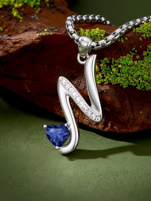 Birthday Gifts for Women Alphabet A to Z Initial Birthstone Pendant Necklaces for Women - 18k White Gold Plated Personalized Name Jewelry Anniversary Graduation Gifts for Wife Her Daughter Girlfriend(with Gift Box)