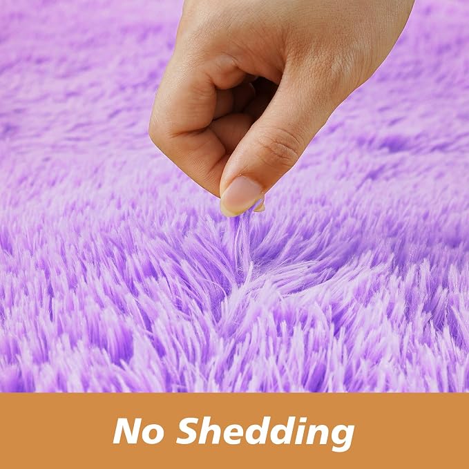Super Soft Circle Rugs for Girls Princess Castle Toddlers Play Tent 3 Diameter Circular Area Rugs for Bedroom Home Decor Round Shag Playhouse Carpets(Φ3, Purple)