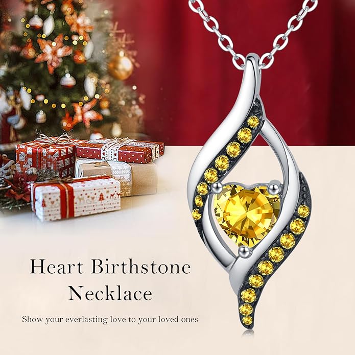 KiiKii Birthday Gifts for Women Birthstone Necklace Platinum Plated 925 Sterling Silver Forever Love Heart Pendant Meaningful Jewelry Gifts for Wife Mom