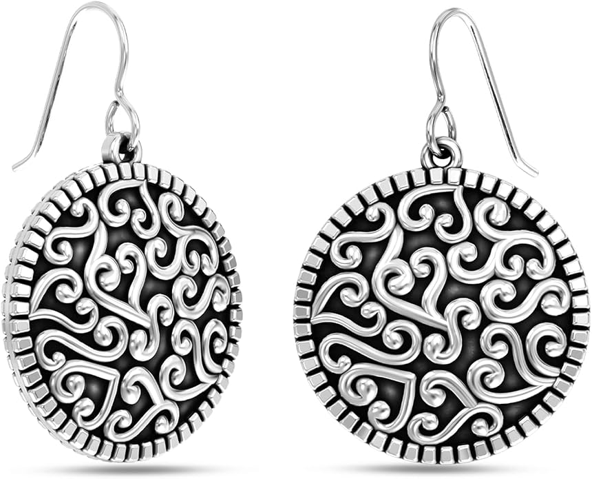 LeCalla 925 Sterling Silver Filigree Dangle Drop Earrings | Lightweight Antique Balinese Teardrop Dangle Drop Earring for Women