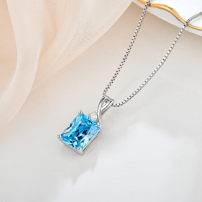 Fahonie 925 Sterling Silver Birthstone Necklace Jewelry Gift for Women Sister Wife Girlfriend Her