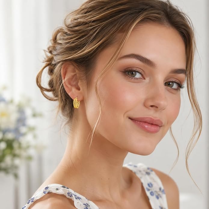 Gold Dainty Hoop Earrings for Women Hypoallergenic Lightweight 14K Gold Huggie Earrings Jewelry Valentines Day Gifts for Wife Girlfriend Her