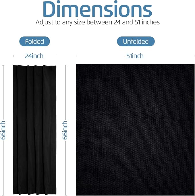 Portable Blackout Curtain with Suction Cups - Premium Easy Install Shade No Tools Required - Temporary Blinds, Perfect for Baby Nursery or Dorm Room - with Travel Bag (66” Long x 51” Wide)