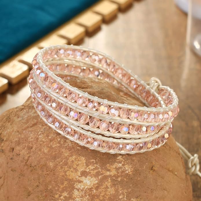 KELITCH New Women Friendship Bracelet Leather Wrap Bracelets Bangle Handmade Stackable Jewelry