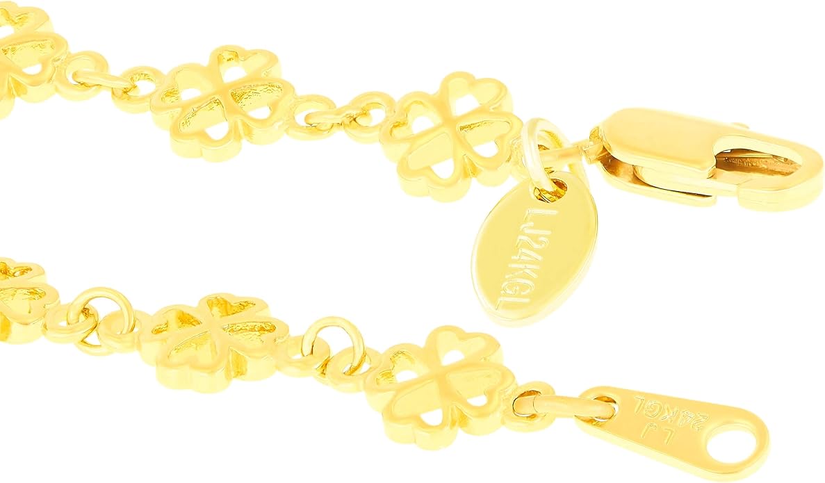 LIFETIME JEWELRY Womens Gold Anklet Good Luck Ankle Bracelet 24k Real Gold Plated