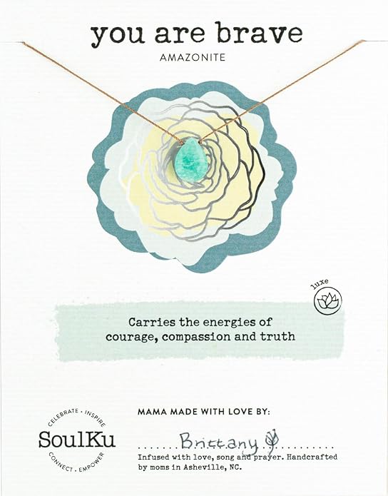 SOULKU Luxe Inspirational Necklace, Empowerment Jewelry, Handcrafted Necklace For Women, Gift For Mom, 2" Extender With Lobster Clasp, 16" Nylon Cord