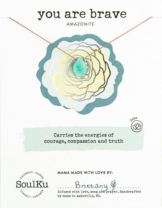 SOULKU Luxe Inspirational Necklace, Empowerment Jewelry, Handcrafted Necklace For Women, Gift For Mom, 2" Extender With Lobster Clasp, 16" Nylon Cord