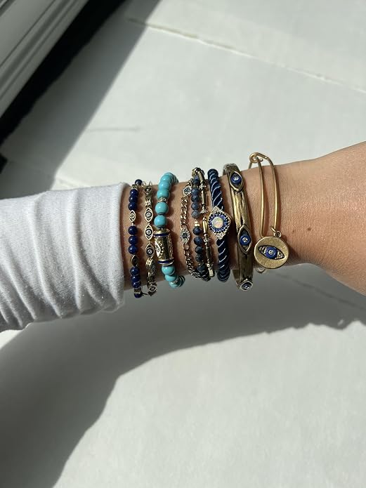 Alex and Ani Evil Eye Bracelets - Sapphire & Crystal Stones, Nickel-Free, Radiant Evil Eye Jewelry for Women