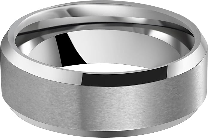 6mm 8mm 10mm Black Tungsten Wedding Band Ring Men Women Matte Finish Beveled Edges Comfort Fit Size 5 To 17