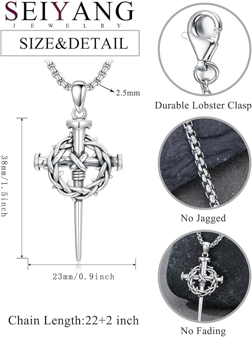 Seiyang Crown of Thorns Necklace 925 Sterling Silver Crown Pendant Amulet Jewelry Gifts (with Gift Box)