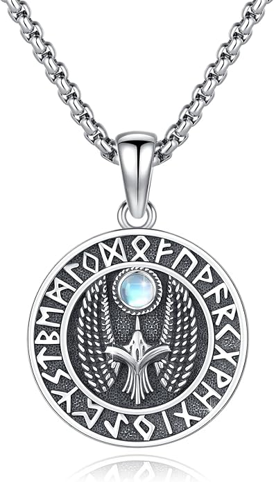 Viking Necklace 925 Sterling Silver Celtic Nordic Runes Amulet Necklace Viking Jewelry for Men Women