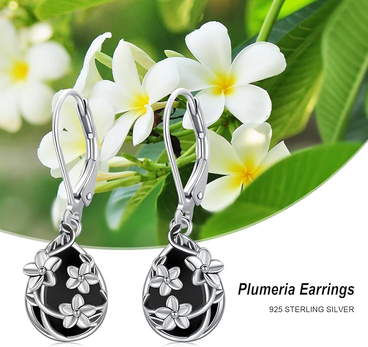 Flower Earrings 925 Sterling Silver Flower Teardrop Leverback Dangle Earrings Jewelry Gifts for Women Girls