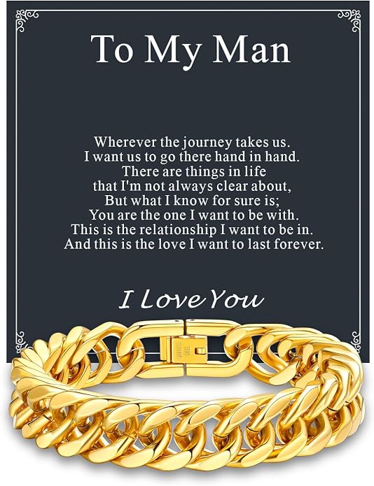 Supcare Unique Anniversary Birthday Valentines Fathers Day Stainless Steel Cuban Link Bracelets for Men Him, To My Man Dad Husband Love Always Remember Wrist Chain Bracelet Jewelry Gifts