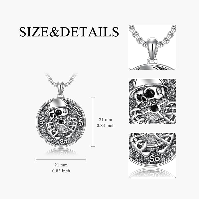 Skull/Skeleton Memento Mori Necklace 925 Sterling Silver Skull/Skeleton Pendant Hourglass Necklace Skull/Skeleton Jewelry for Men Women