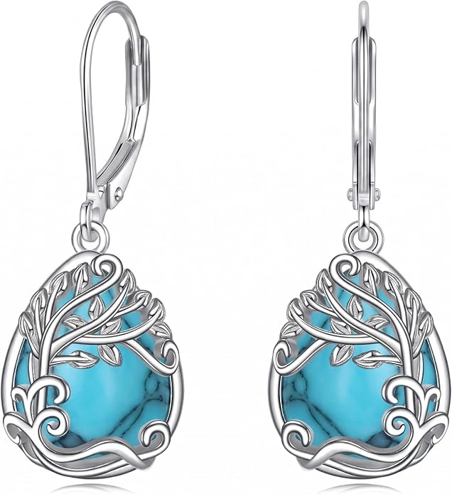 Teardrop Tree of Life/Filigree Earrings for Women Dangle Leverback Earrings Jewelry Gift Anniversary For Her