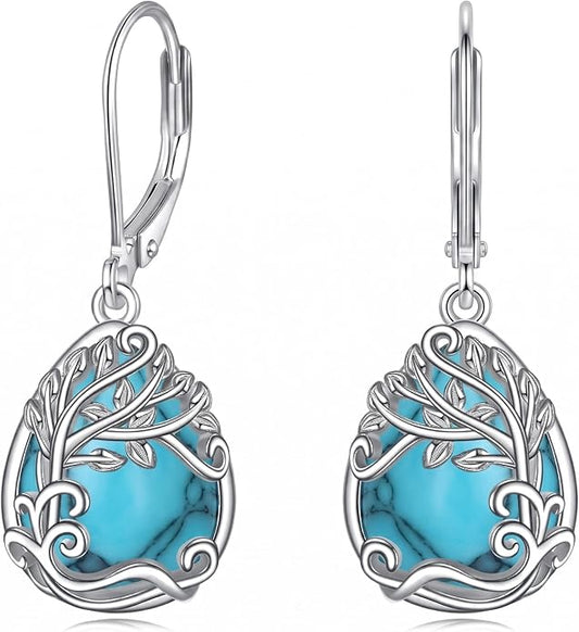 Teardrop Tree of Life/Filigree Earrings for Women Dangle Leverback Earrings Jewelry Gift Anniversary For Her