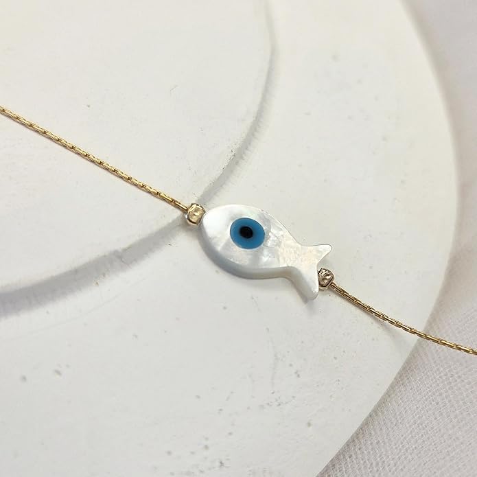 Minimalist Evil Eye Charm Bracelet – Handmade Delicate Good Luck Jewelry for Women – Adjustable 6.5” + 1” Extender