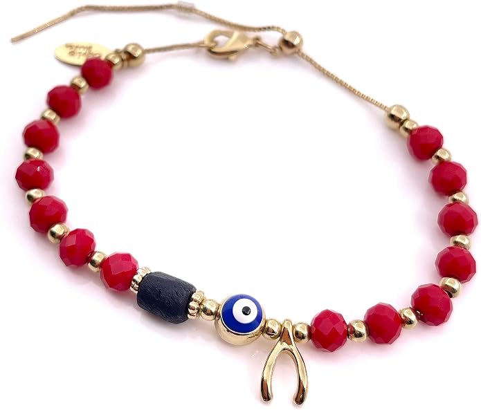 SIFRIMANIA Positive Energy Evil Eye Talisman Genuine Azabache Red Adjustable Protection Bracelet for Women