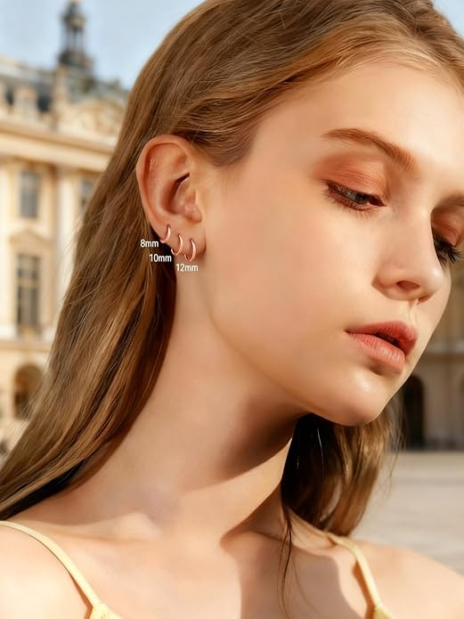 FaithHeart 925 Sterling Silver Huggie Hoop Earrings, Small Hoop Earring for Women, Silver/14K Gold/Black/Rose Gold Hypoallergenic Cartilage Earrings for Women 8/10/12/14/16/18/20mm