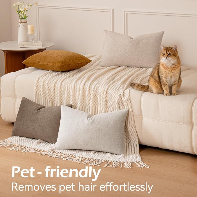 a moment Waterproof Throw Pillow Covers Set of 4,20x12 Inch Outdoor Stain Resistant Pet Friendly Pillowcases Cushion Covers for Patio Sofa and Living Room,Earth's Rhythm