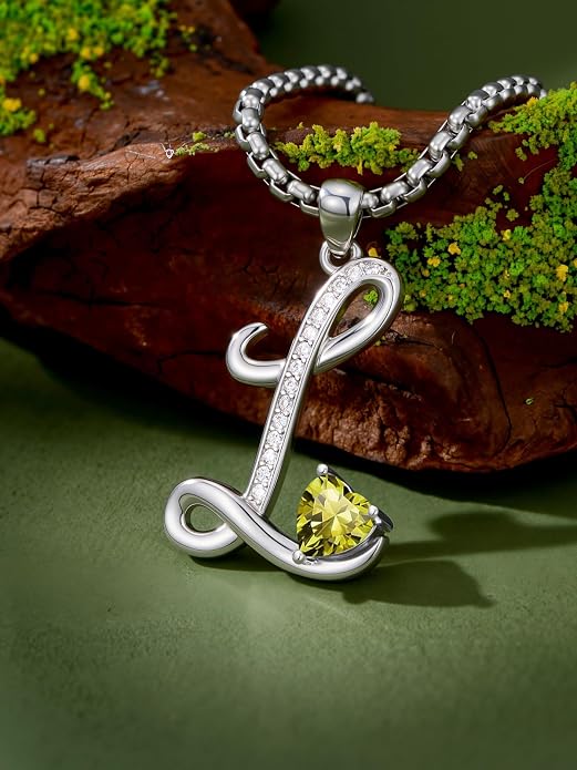 Birthday Gifts for Women Alphabet A to Z Initial Birthstone Pendant Necklaces for Women - 18k White Gold Plated Personalized Name Jewelry Anniversary Graduation Gifts for Wife Her Daughter Girlfriend(with Gift Box)