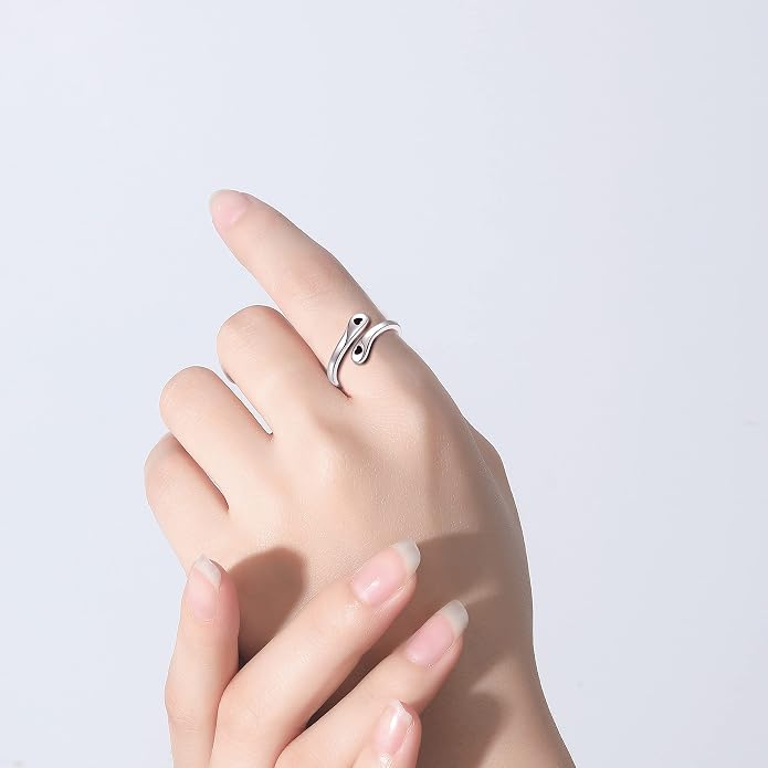 ZOEXUE 925 Sterling Silver Inspirational Jewelry Rings Adjustable Ring Personality Encouragement Gift for Teens Women