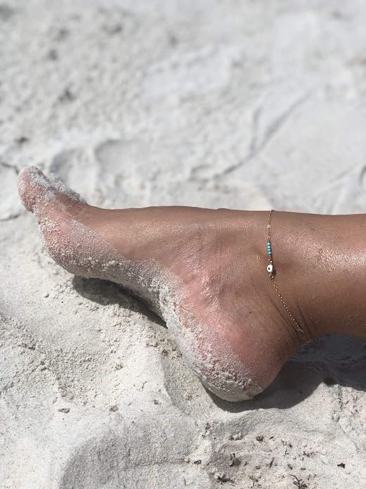 MEVECCO Anklet for Women Gold Chain 14K Gold Plated Dainty Boho Beach Summer Simple Foot Jewelry Ankle Bracelet