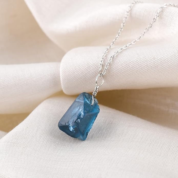 Raw Multi Gemstone Pendant Necklace for Women, Healing Crystal Chakra Stone Birthstone, 925 Sterling Silver Birthday Christmas Gifts for Her