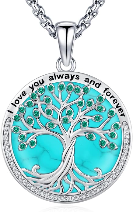 Tree of Life Necklace Sterling Silver Crystal Abalone Shell Tree Pendant with Heart Family Tree Jewelry for Women Mother's Day Gifts