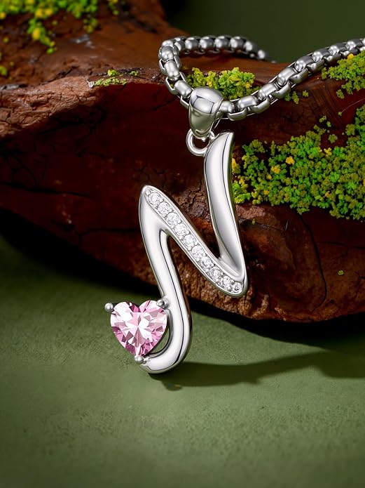 Birthday Gifts for Women Alphabet A to Z Initial Birthstone Pendant Necklaces for Women - 18k White Gold Plated Personalized Name Jewelry Anniversary Graduation Gifts for Wife Her Daughter Girlfriend(with Gift Box)