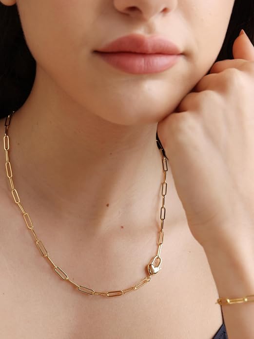 FRUMOS Gold Plated Necklace for Women, Dainty Layered Chain Necklace, Fashion Jewelry for Daily Wear