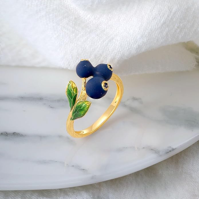 Santuzza 925 Sterling Silver Enamel Flower Ring for Women