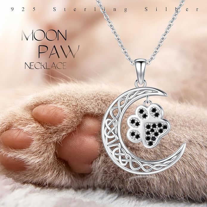 TRISHULA Crescent Moon Necklace 925 Sterling Silver Eye of Horus Animal Moon Pendant with Heart Crystal Birthday Jewelry Gift for Women Christmas Gifts for Her
