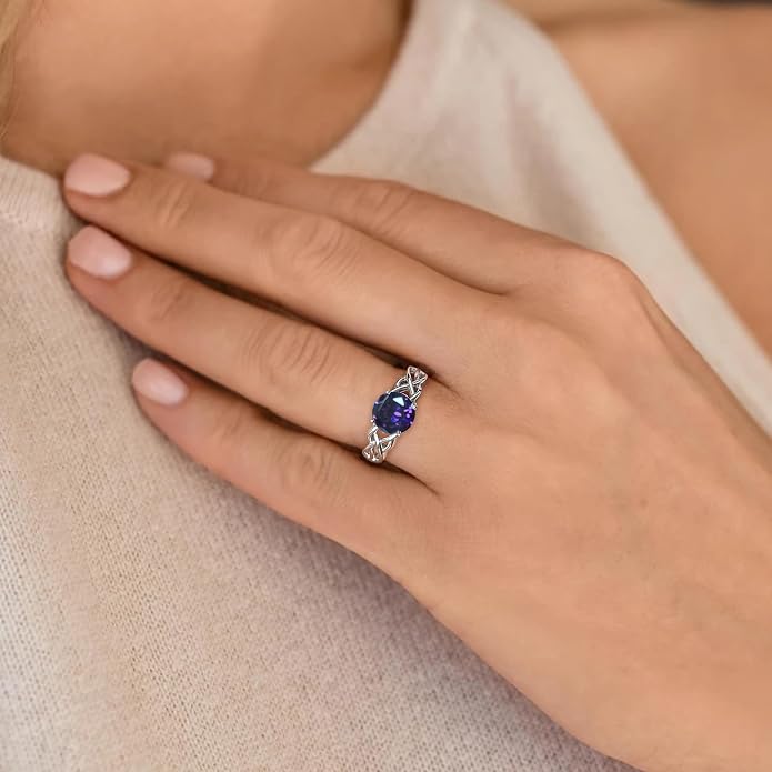 STARCHENIE Celtic Knot Promise Ring for Women 925 Sterling Silver Engagement Wedding Band with Birthstone (Size 5-10)