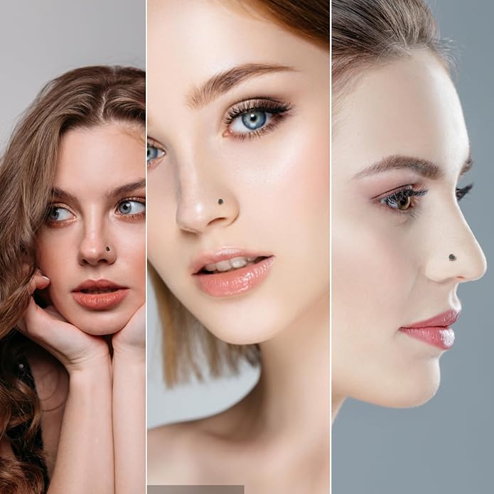 3pcs 16G 6mm 8mm 10mm G23 Titanium Internally Threaded 3mm Heart/Star/Cross/Moon/Lightning/Round Labret Monroe Lip Tragus Cartilage Earring Ring Stud Piercing Jewelry