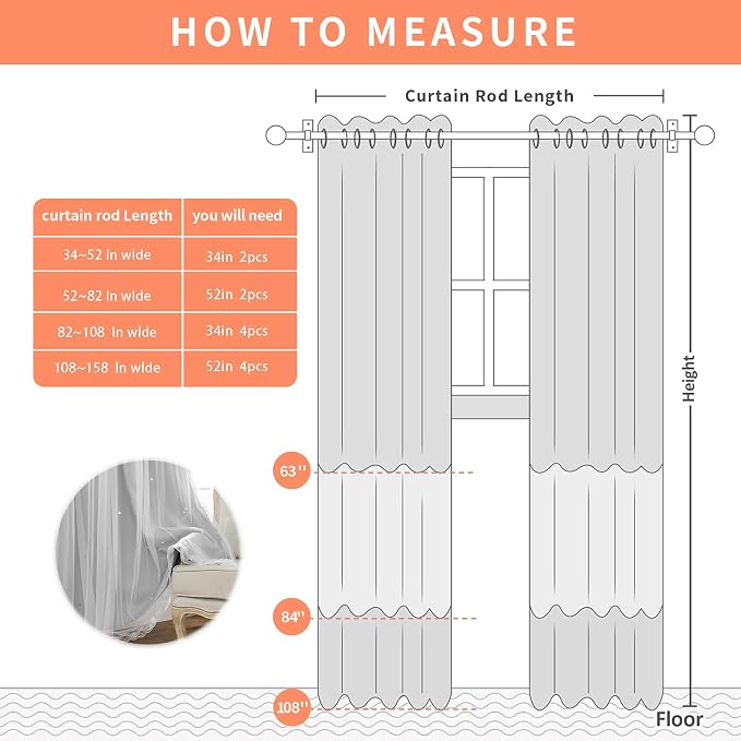 XiDi Grey Curtains 54 Inches Long for Bedroom Living Room 2 Panels Thermal Insulated Kids Curtain Hollow-Out Star Window Nursery Curtains Room Darkening Grommet Window Treatments Light Grey W34 x L54