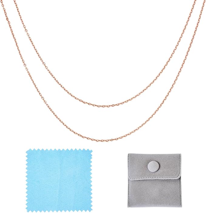 Elecrelive 925 Sterling Silver Cable Chain 3.28 Feet Rose Gold Unwelded Necklace Chains with Jewelry Cleaning Cloth Velvet Storage Bag for Men Women Jewelry Chain DIY Making