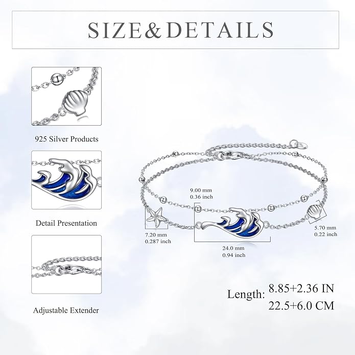 AOBOCO 925 Sterling Silver Anklet for Women Crystal Butterfly Dragonfly Evil Eye Ankle Bracelet Ankle Summer Beach Jewelry Gifts