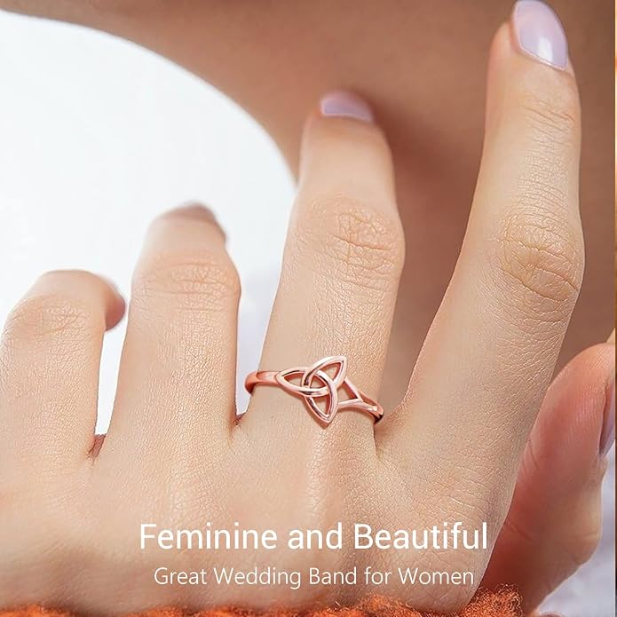 PROSILVER 925 Sterling Silver Claddagh Ring/Celtic Knot Ring for Women, Irish Wedding Band, Rose Gold Plated/Gold Plated, Size 4-12, Come with Box