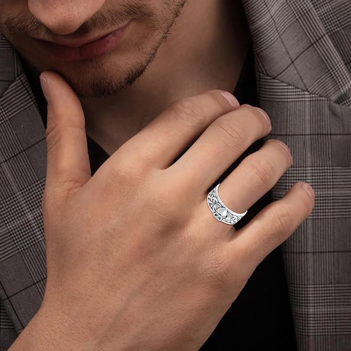 Seiyang Claddagh Ring 925 Sterling Silver Celtic Ring Jewelry Irish Band Gift for Men Women (with Gift Box)