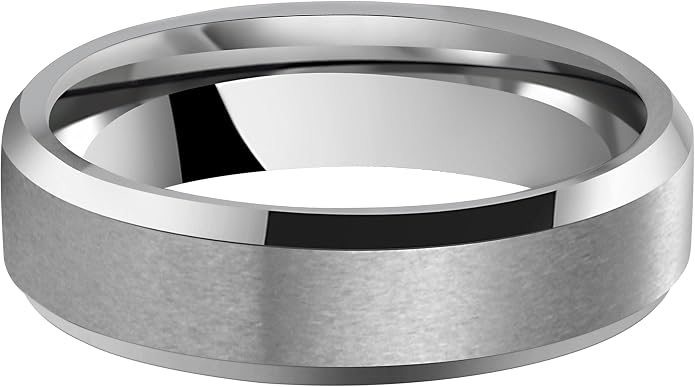 6mm 8mm 10mm Black Tungsten Wedding Band Ring Men Women Matte Finish Beveled Edges Comfort Fit Size 5 To 17
