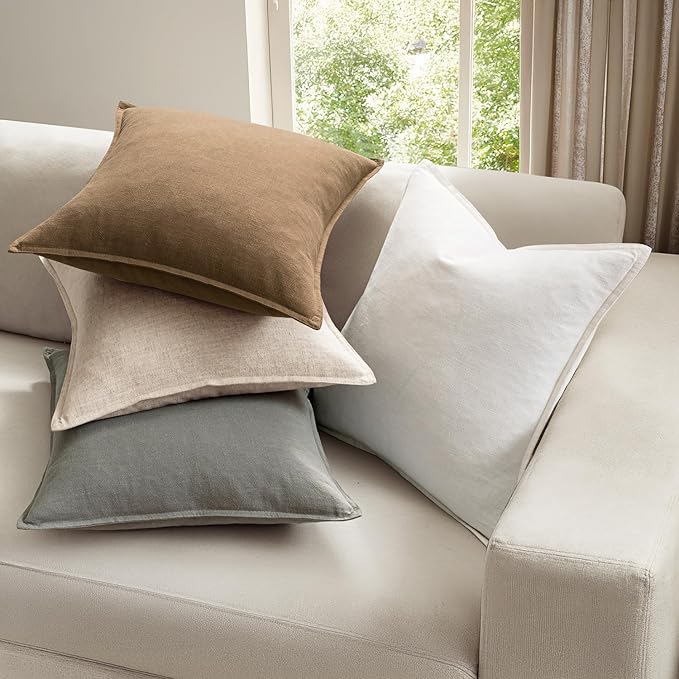 MIULEE Neutral Boho Linen Decorative Pillow Covers 12x20 Inch Pack of 4 | Natural Throw Pillow Covers Soft Farmhouse Couch Pillowcases Modern Home Decors for Living Room Bed Sofa