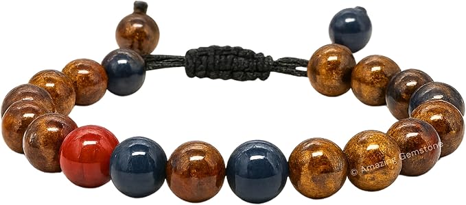 Amazing Gemstone Pietersite Bracelet, Gifts for Men & Women - Protection Healing Crystal Bracelet - 8mm Gemstone Beaded Adjustable Bracelet, Pulseras para Hombres Mujer Stocking Stuffers