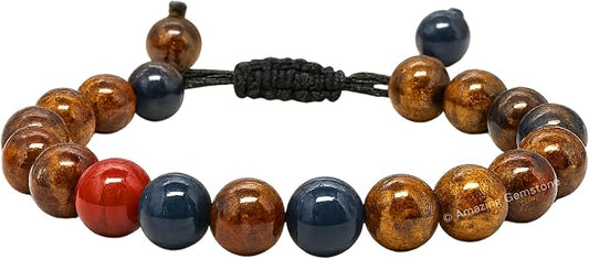 Amazing Gemstone Pietersite Bracelet, Gifts for Men & Women - Protection Healing Crystal Bracelet - 8mm Gemstone Beaded Adjustable Bracelet, Pulseras para Hombres Mujer Stocking Stuffers