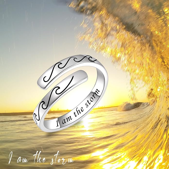 BEILIN 925 Sterling Silver Inspirational Jewelry Rings Adjustable Ring Personality Encouragement Gift for Teens Women