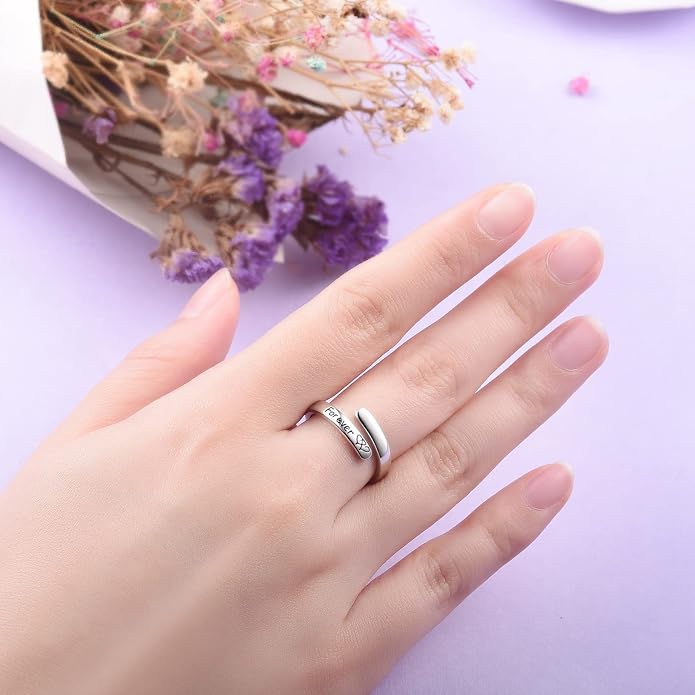 Silver Adjustable Ring Inspirational Jewelry S925 Sterling Wrap Open Ring for Women