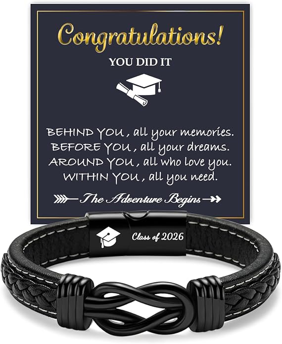 Gifts for Men Infinity Leather Bracelet for Dad New Daddy Husband Boyfriend Son Grandson Brother Nephew Uncle Black Braided Engraved Leather Jewelry Gifts for Fathers Day Birthday Christmas