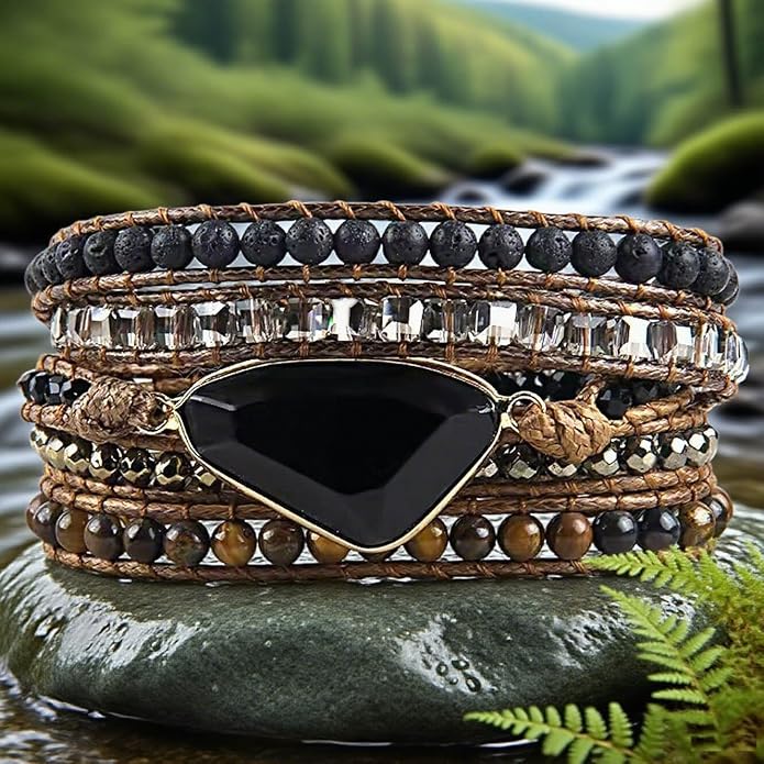 Boho Wrap Bracelet for Women, Handmade Natural Imperial Jasper Multi-Layer Stone Beaded Bracelet, Bohemian Healing Crystal Stone Jewelry Gifts