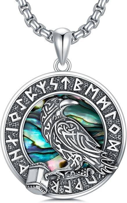 Viking Necklace for Men Women 925 Sterling Silver Norse Jewelry Fathers Mothers Day Anniversary Birthday Gifts for Mom Dad Husband Brother (with Gift Box)